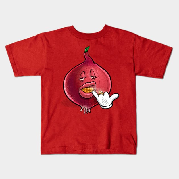 Funny Expensive Gold Teeth Onion Kids T-Shirt by teeleoshirts